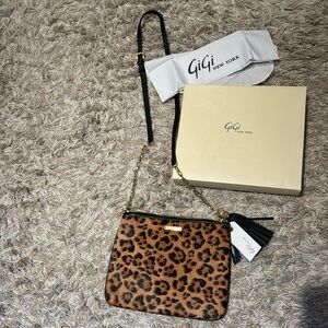 Gigi New York NWT  leopard calfskin crossbody bag